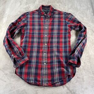 Ralph Lauren Custom Fit Plaid Button Down Shirt Men Red Blue Cotton S DADcore